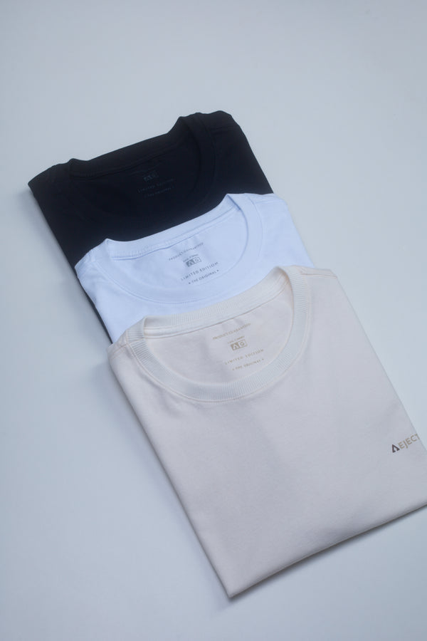 Combo de Camiseta Masculina Básica Off Neutro